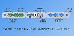 扁平绞合型排列带屏蔽、钢芯和视频线电梯电缆